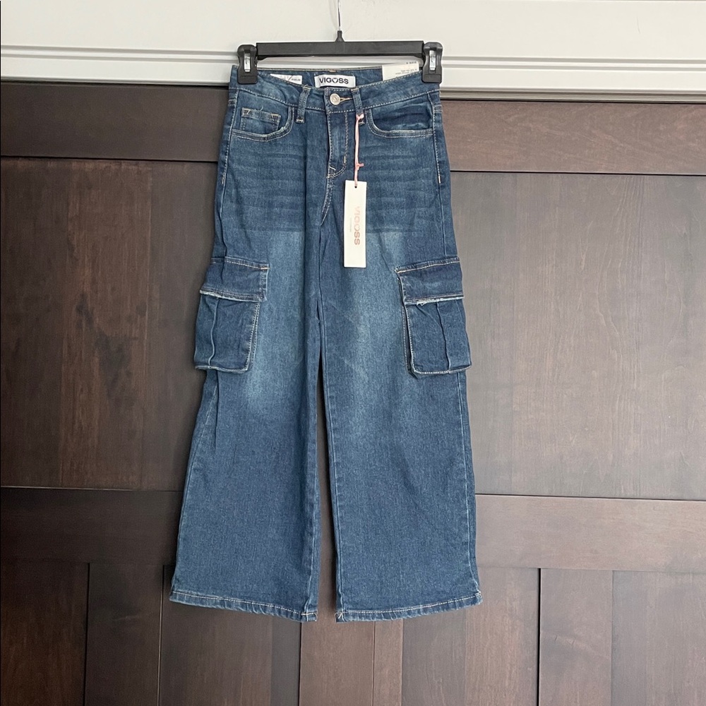Vigoss Girls Royce Wide Leg Cargo Jeans size 8